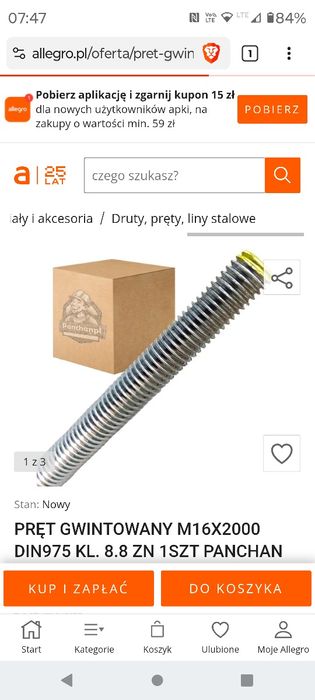 Pręt gwintowy M16 x260