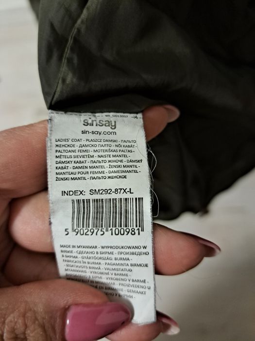 Płaszcz krótki parka khaki Sinsay L 40