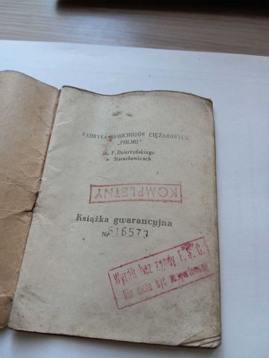 zabytkowa książka gwarancyjna  Star 28 POLMO