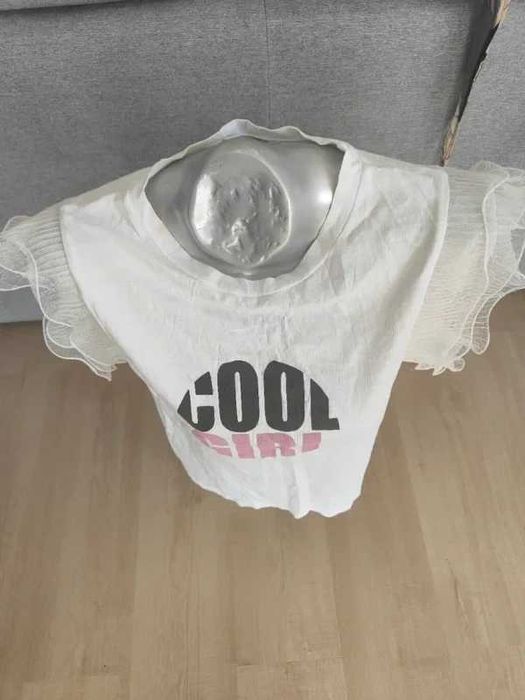 T-shirt Branca "Cool Girl" com Mangas em Tule Relish M
