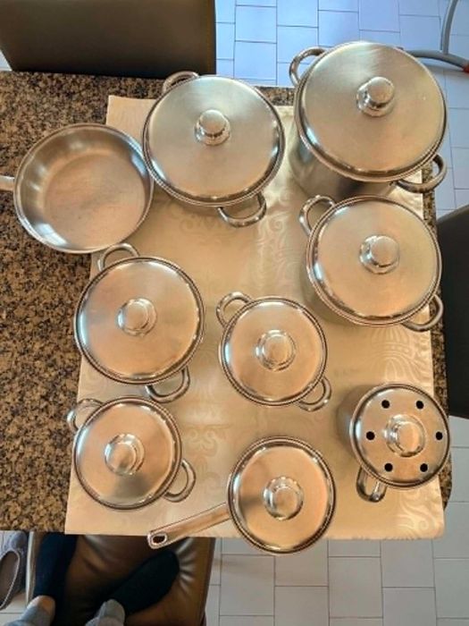 Trem de Cozinha 9 peças aço inox para placa a gás