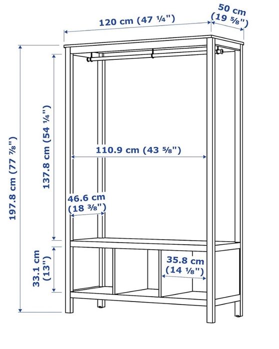 Roupeiro aberto branco hemnes ikea