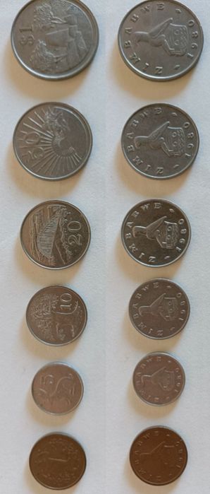 Moedas África - Congo, Zaire, CFA (Franco Central Africano) e Zimbábue