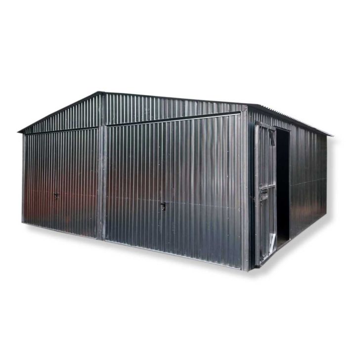 Garaż Blaszany ocynkowany 6x5 dwuspadowy, bramy uchylne, Drzwi