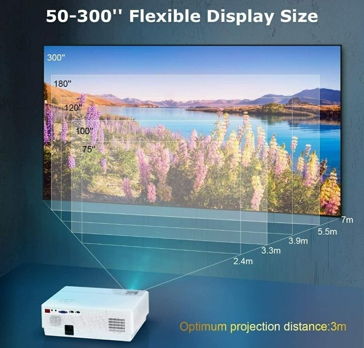 Projetor led 9000 lumens + NATIVA 1080P + Keystone 4D /4K