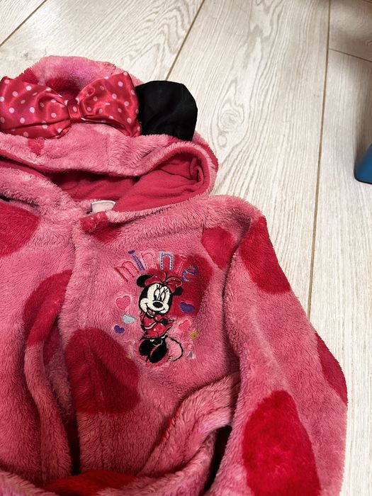 Детский махровый халат  Disney с Минни Маус розовый на 9-12 мес