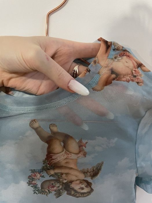 топ з ангелами, сіточка, bershka XS