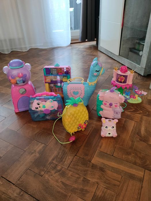 Duży zestaw Polly pocket miś, lama, koala