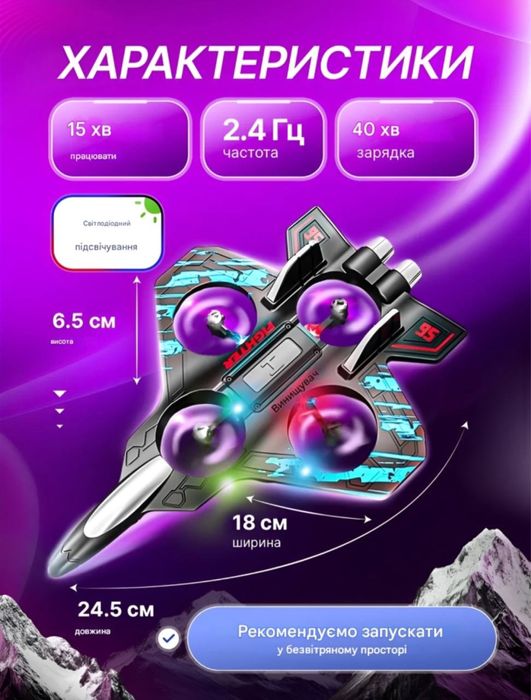 Літак квадрокоптер, дрон іграшка