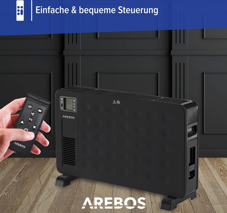 Konwerter Arebos 2300W czarny grzejnik elektryczny