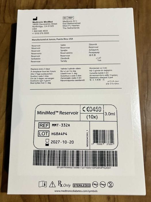 Medtronic MiniMed Reservoir MMT-332A 3.0 ml