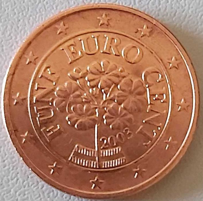 5 Cêntimos de 2003 da Áustria c/Defeito