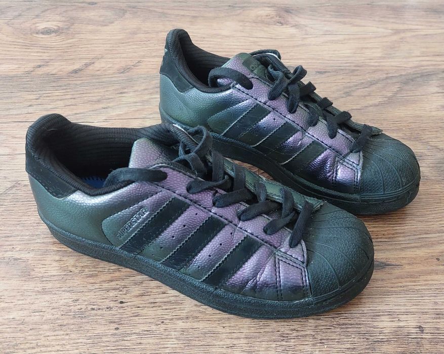 Buty czarno-fioletowe Adidas Superstar 35 jak 36
