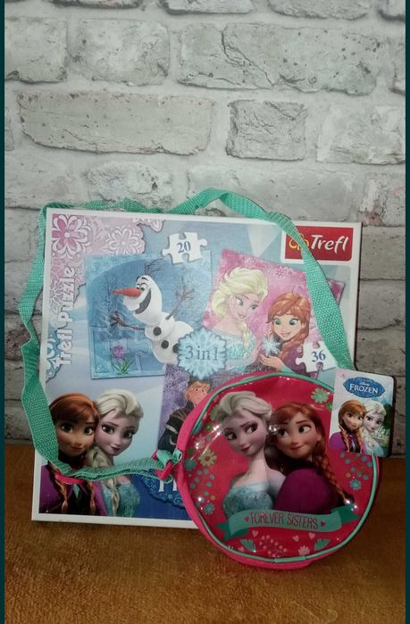 Trefl 2 duże puzzle 2 ukladanki  Disney Anna + Elza torebka,