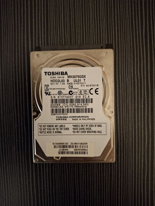 Super Okazja! Dysk Twardy Toshiba 500GB MK5075GSX