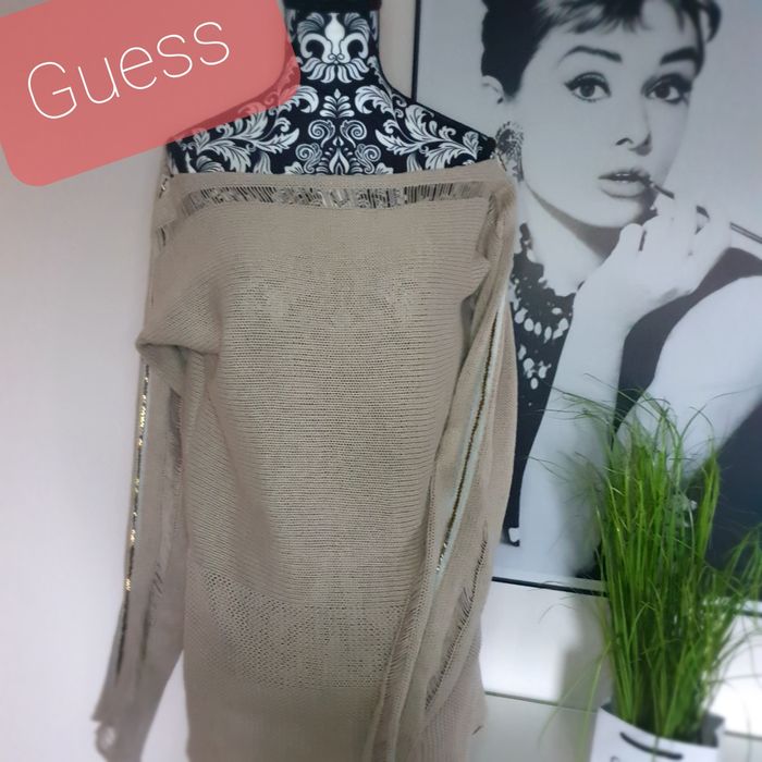 Sweter swetr r.L/40 Guess ozdobne rękawy dekolt przeszycia premium des