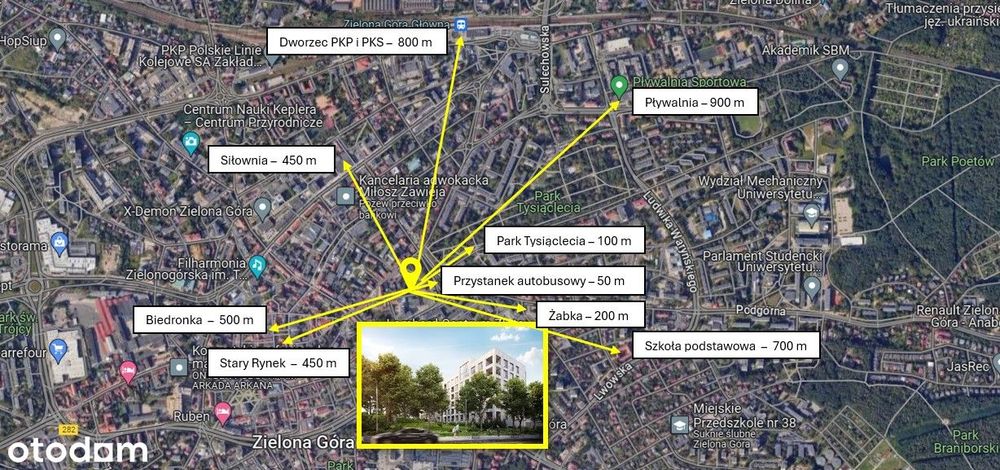 Nowoczesny Apartament 2 pokoje 40 m² z Balkonem - Centrum Zielona Góra - Widok 2