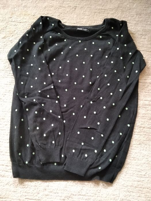 Czarna bluza w kropki groszki S 36