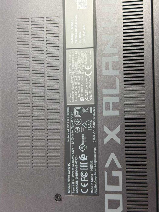 ASUS ROG Zephyrus G14 GA401QM Ryzen 9 5900HS RTX 3050 16ram 2K ssd 512