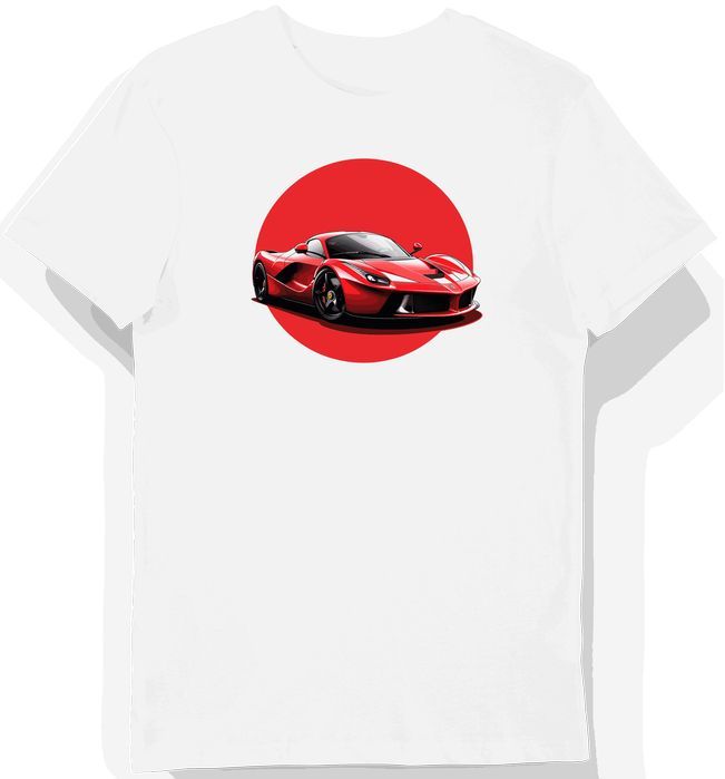 Koszulka męska biała z Supersamochodem Ferrari LaFerrari XL