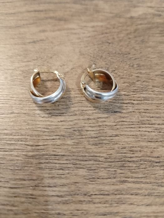 Złote kolczyki żółte/białe złoto pr.333