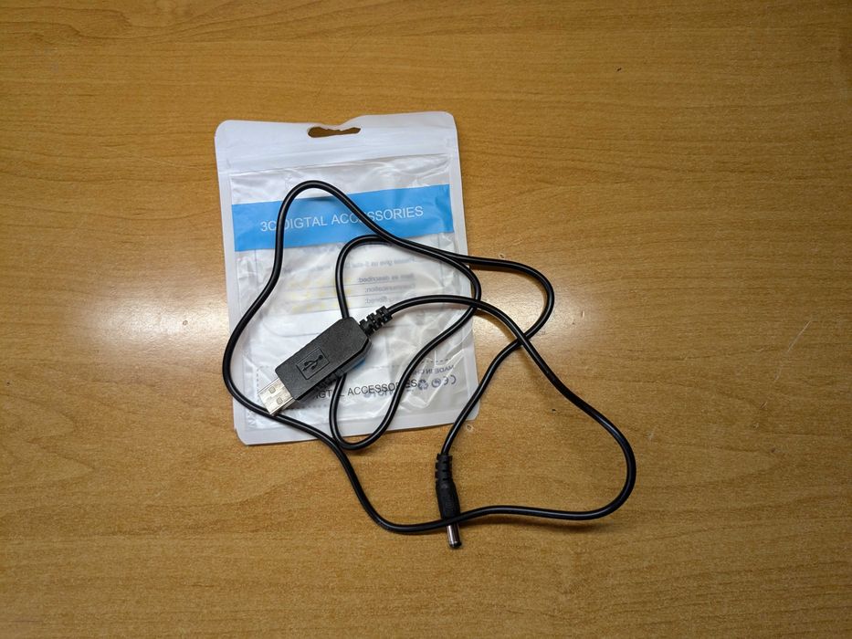 Кабель -преобразователь повышающий DC5-DC12V, USB -штекер 5.5x2,1mm.