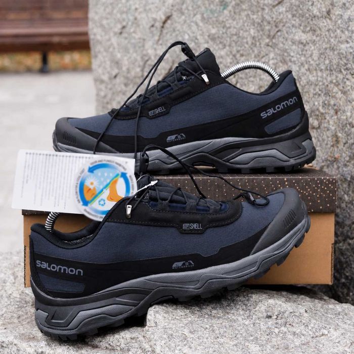 (1606) Термо Осінь-Зима Кросівки Salomon Soft Shell черевики чорні з синім (41-46) саломон