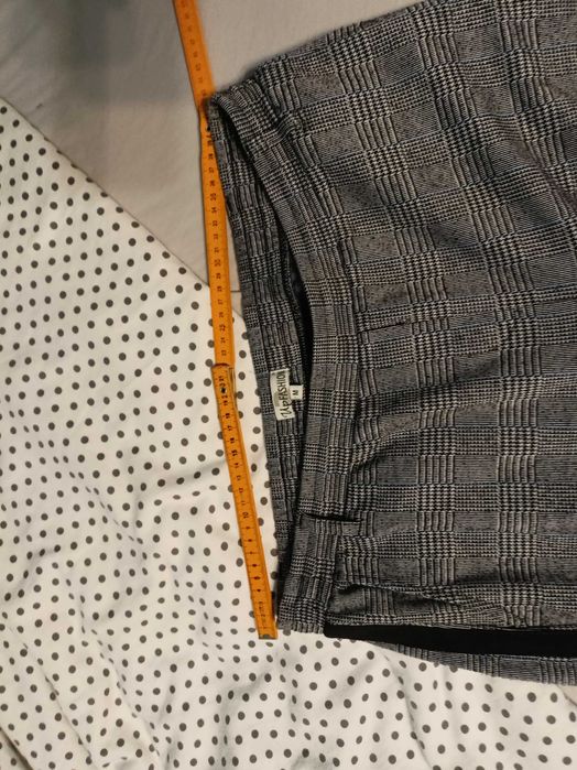 spodnie elastyczne na gumce chino chinosy krata 38 M wiosna