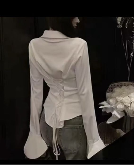 Корсетная рубашка  с завязками  modern chic ,fashion street