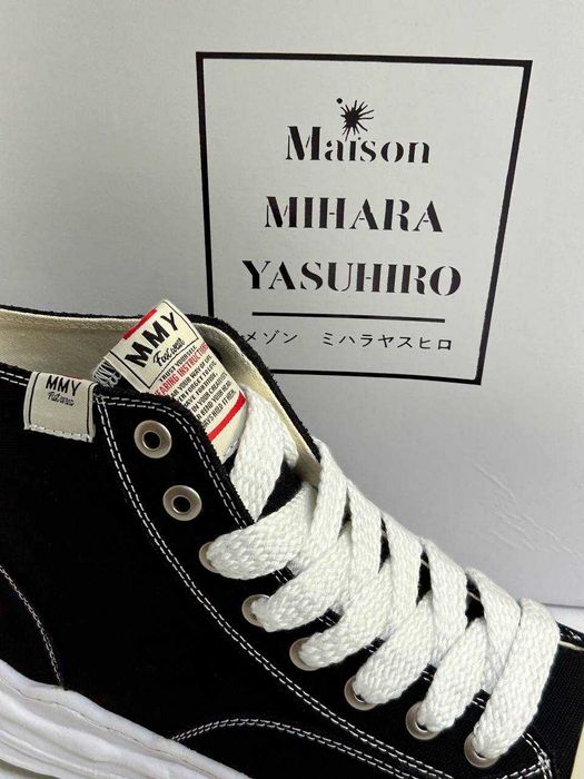 MMY Maison Mihara Yasuhiro кеди кросівки чорні білі високі кеды черные