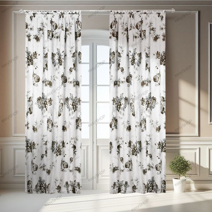 ‼️ WYPRZEDAŻ ‼️ 2 zasłony białe w róże