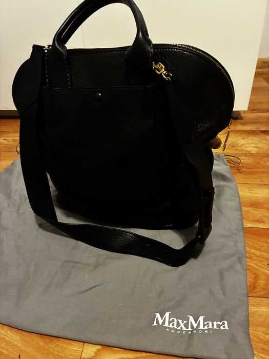 Max Mara shopper czarna skóra