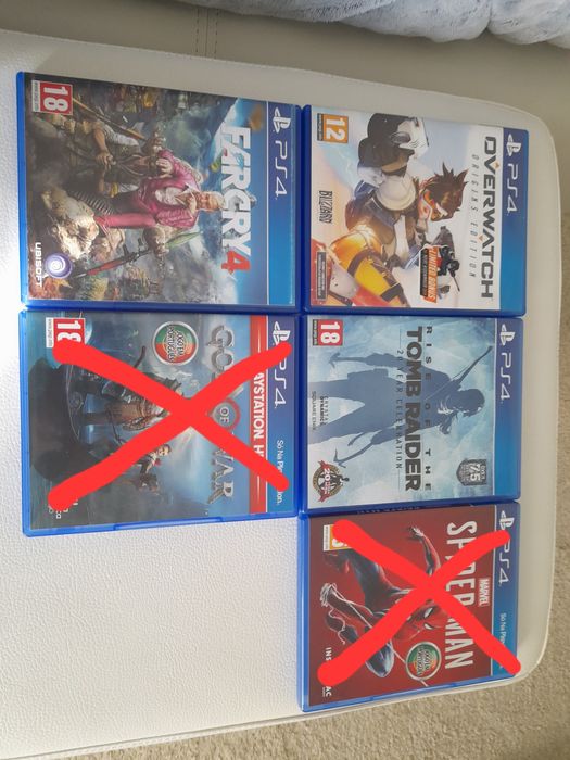 Jogos ps4 (Overwatch/Tomb Raider/ Spider-Man/Farcry 4/God of War)