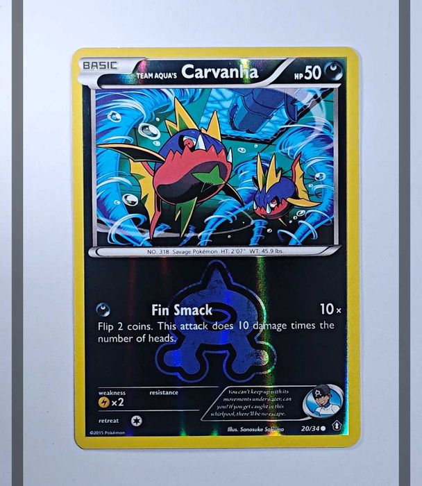 Team Aqua's Carvanha 20/34 DCR Reverse Pokemon