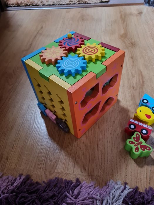 Drewniana Skrzynka Kostka Edukacyjna Sorter 5w1 KRUZZEL