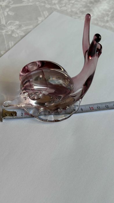Figurka ślimak szkło artystyczne różowe Murano