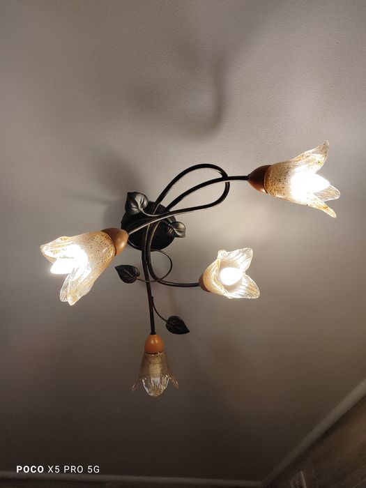 Żyrandol brąz w komplecie z żarówkami.