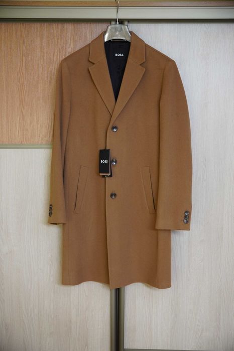 Płaszcz wełniany Boss Hyde Camel roz 50