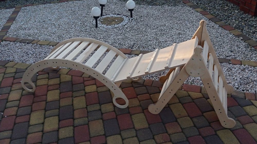 Kraftowy Bujak Montessori + pikler + ścianka wspinaczkowa + poduszka