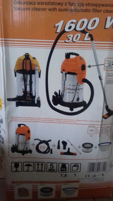 Odkurzacz warsztatowy Pansam 1600W 30L przemysłowy do popiołu
