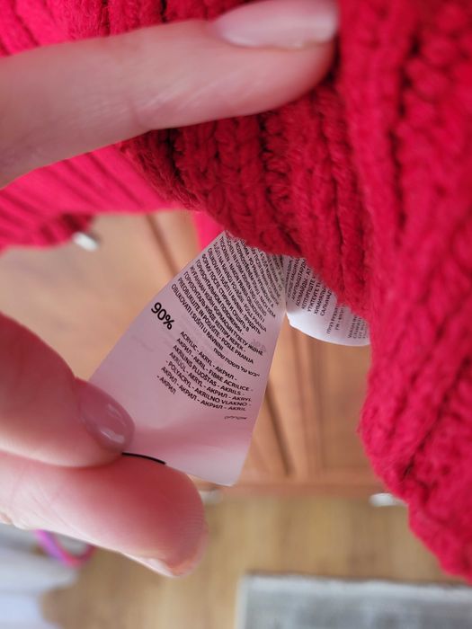 Sweter długi czerwony półgolf