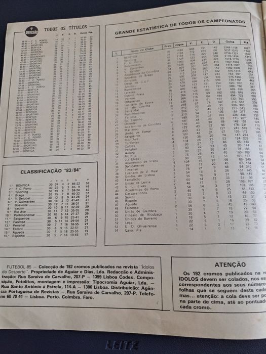 Caderneta Futebol  ( Futebol 85 )...completa
