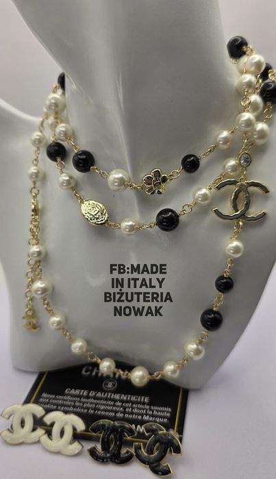 Naszyjnik korale sztuczne perły chanel 102cm