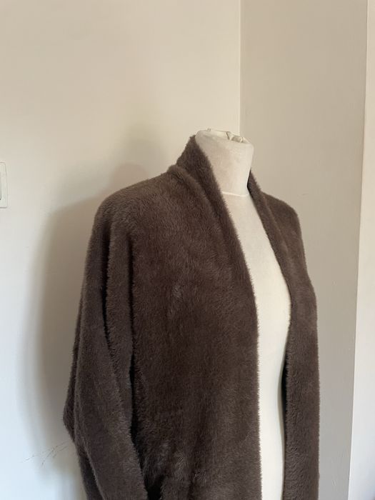 Kardigan sweter długi alpaka brąz
