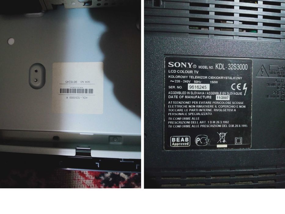 Sony Bravia KDL-32S3000.Działa.Tylko Rozbita matryca.Części.Wysyłka.