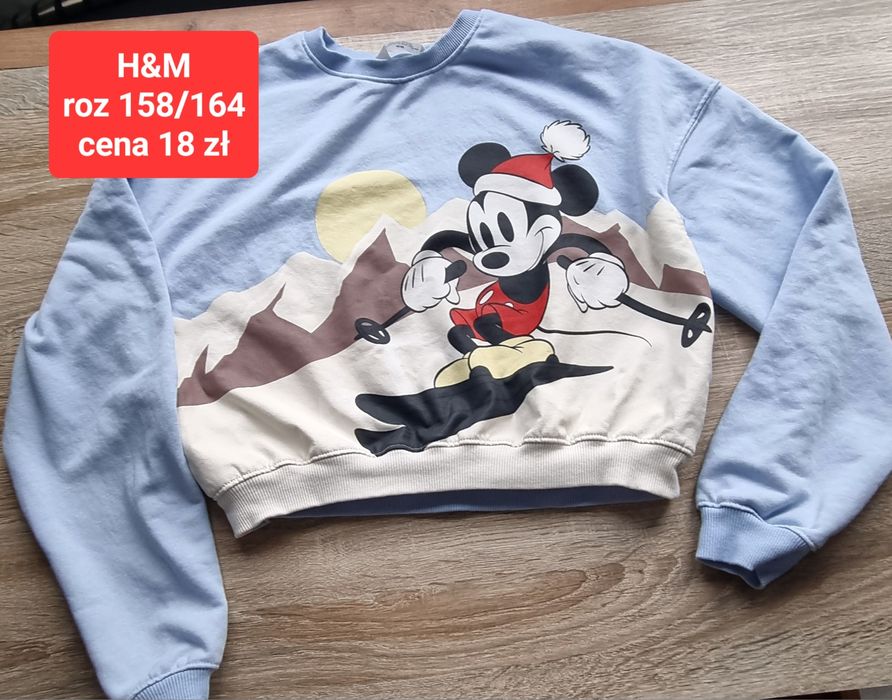 Bluza dresowa oversize H&M świąteczna Myszka Miki drws