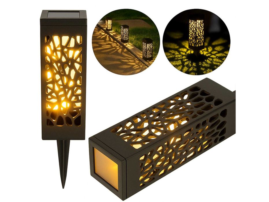 6X Lampa solarna ażurowa ozdobna wbijana LED OGRODOWA ZESTAW