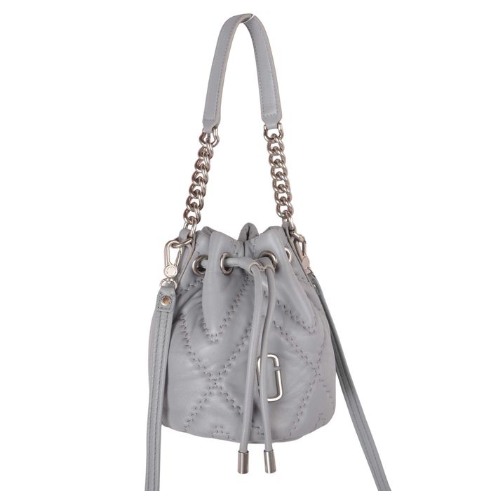 Marc Jacobs The J Marc – skórzana torebka Bucket Bag – szara – oryginał