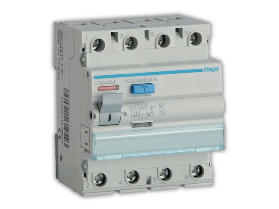 WYŁĄCZNIK Różnicowoprądowy Hager 4P 40A 30mA Typ AC 6kA - WYPRZEDAŻ