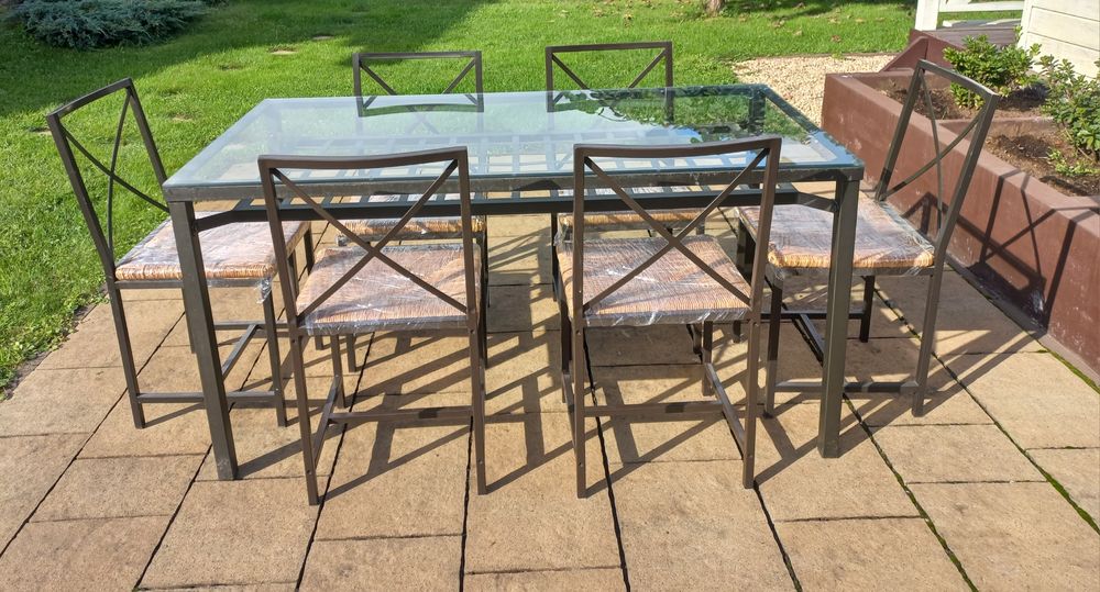 Stół + 6 krzeseł metalowe ikea granas